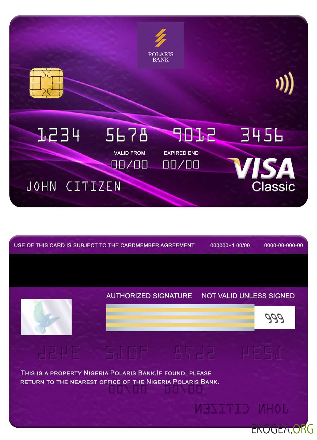 Carte visa classique de la Polaris Bank du Nigeria